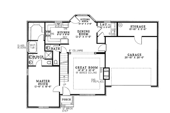 Floor Plan - Main Floor for Colonial House Plan #17-2728 - 3 bed, 2.5 bath