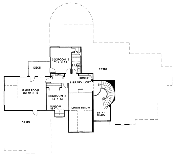 Architectural House Design - Colonial Floor Plan - Upper Floor Plan #966-62