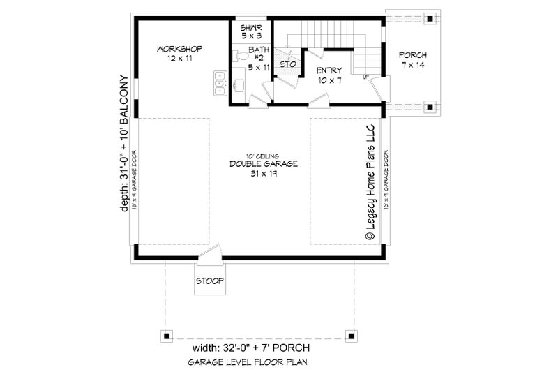 Home Plan - Floor Plan - Main Floor for Modern House Plan #932-720 - 1 bed, 2 bath