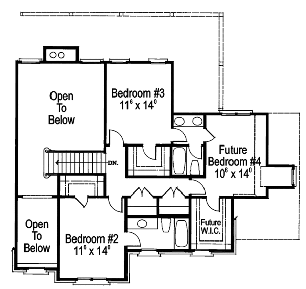 House Design - Traditional Floor Plan - Upper Floor Plan #429-107