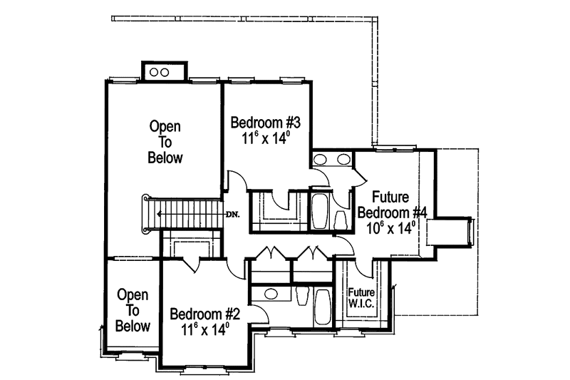 House Blueprint - Floor Plan - Upper Floor for Traditional House Plan #429-107 - 3 bed, 3.5 bath