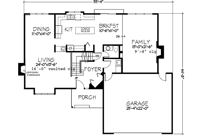 Home Plan - Floor Plan - Main Floor for Prairie House Plan #320-1133 - 3 bed, 2.5 bath