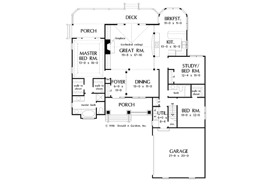 Floor Plan - Main Floor for Ranch House Plan #929-408 - 3 bed, 2 bath