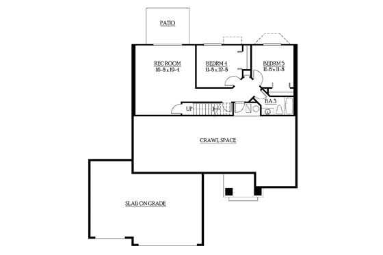 Floor Plan - Lower Floor for Craftsman House Plan #132-339 - 5 bed, 3 bath
