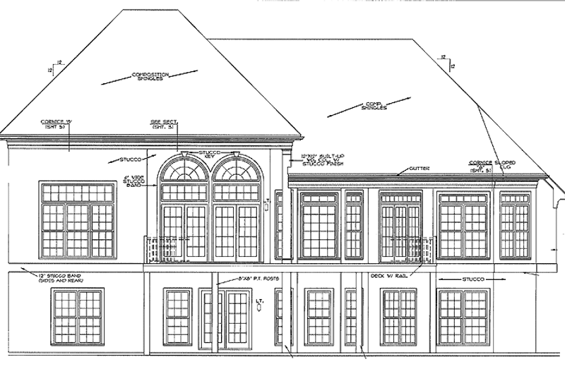 Dream House Plan - Exterior - Rear Elevation for Traditional House Plan #453-477 - 6 bed, 4.5 bath