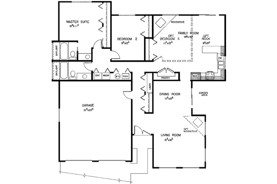 Floor Plan - Main Floor for European House Plan #60-891 - 2 bed, 2 bath