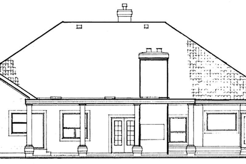 House Blueprint - Exterior - Rear Elevation for Mediterranean House Plan #47-1011 - 3 bed, 2.5 bath