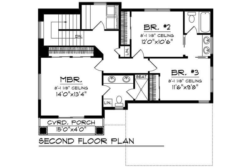 House Design - Floor Plan - Upper Floor for Prairie House Plan #70-1505 - 3 bed, 2.5 bath