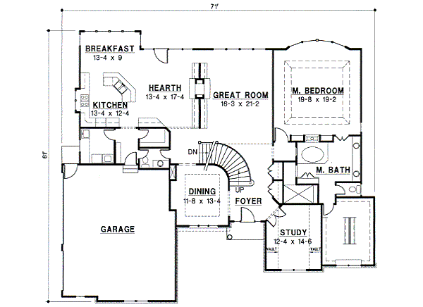 Traditional Floor Plan - Main Floor Plan #67-299