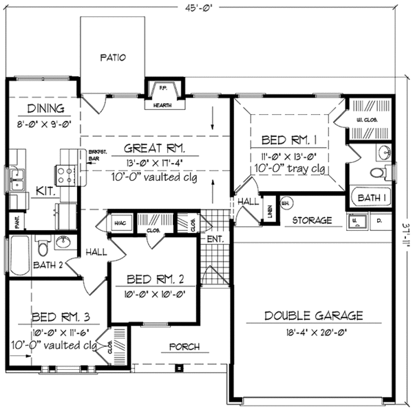 Dream House Plan - Country Floor Plan - Main Floor Plan #42-600