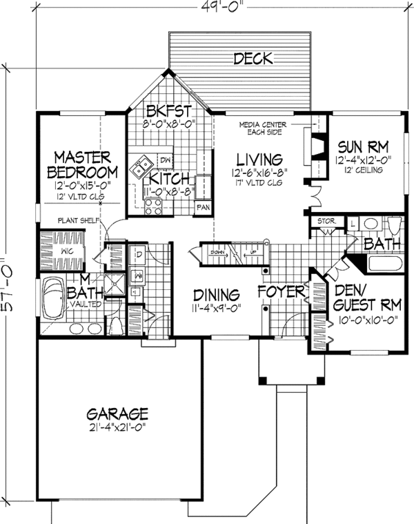 Architectural House Design - Country Floor Plan - Main Floor Plan #320-541