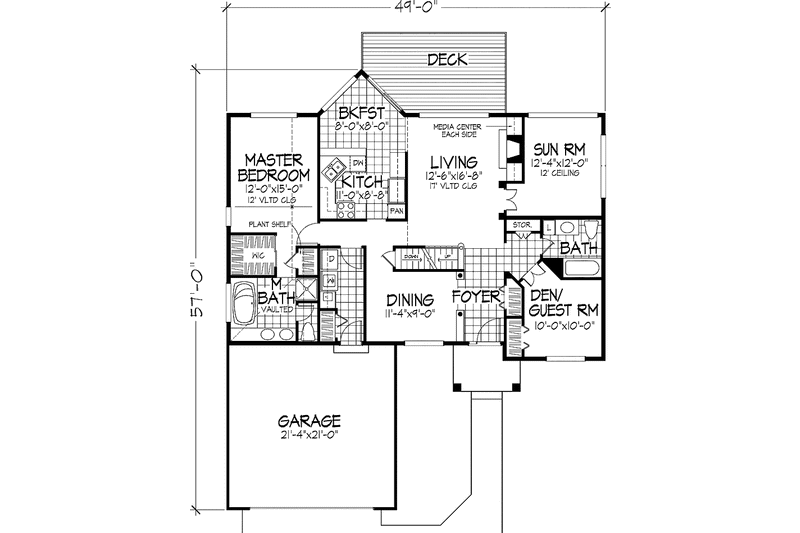Home Plan - Floor Plan - Main Floor for Country House Plan #320-541 - 3 bed, 3 bath
