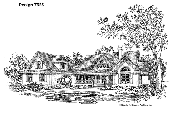 Exterior - Rear Elevation for Country House Plan #929-266 - 3 bed, 2 bath