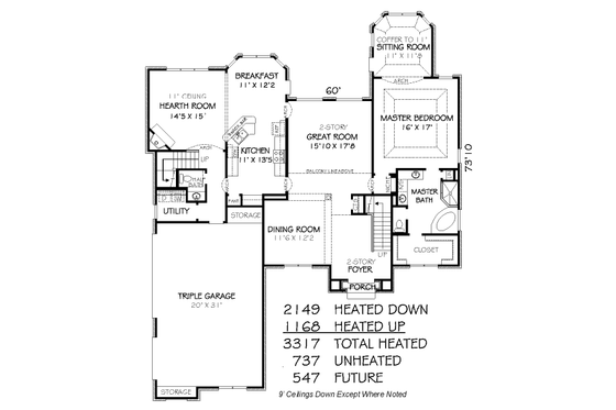 Floor Plan - Main Floor for European House Plan #424-330 - 5 bed, 3.5 bath