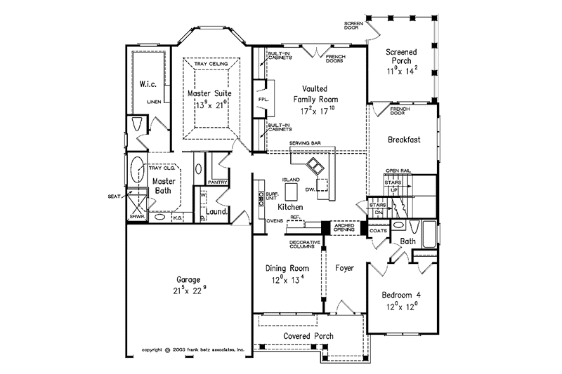 House Blueprint - Floor Plan - Main Floor for Craftsman House Plan #927-906 - 4 bed, 4 bath