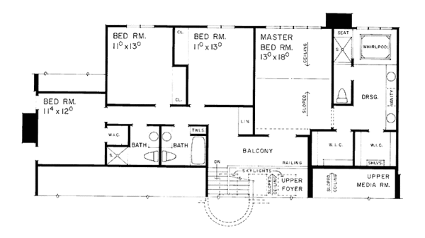 House Plan Design - Contemporary Floor Plan - Upper Floor Plan #72-991