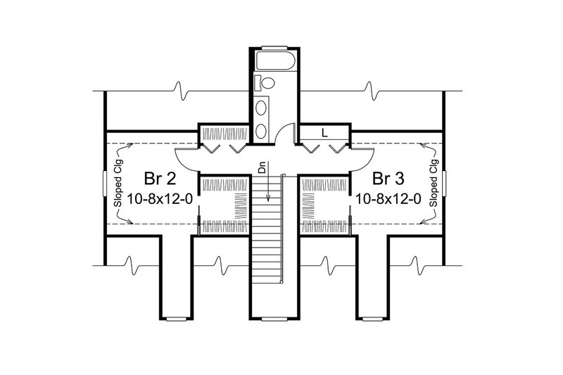 House Blueprint - Floor Plan - Upper Floor for Craftsman House Plan #57-668 - 3 bed, 2.5 bath