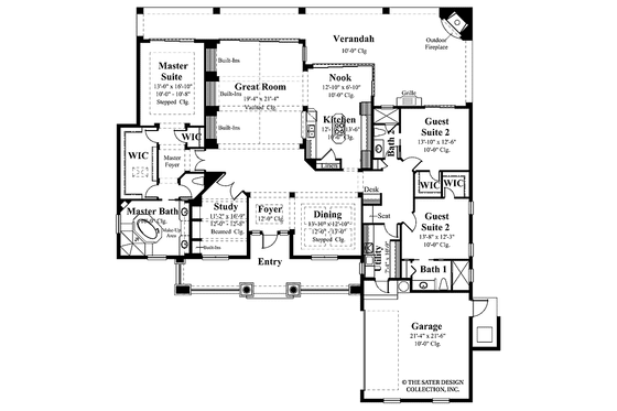 Floor Plan - Main Floor for Mediterranean House Plan #930-326 - 3 bed, 3 bath