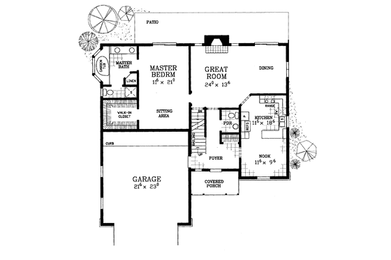 Floor Plan - Main Floor for Country House Plan #72-1121 - 4 bed, 3.5 bath