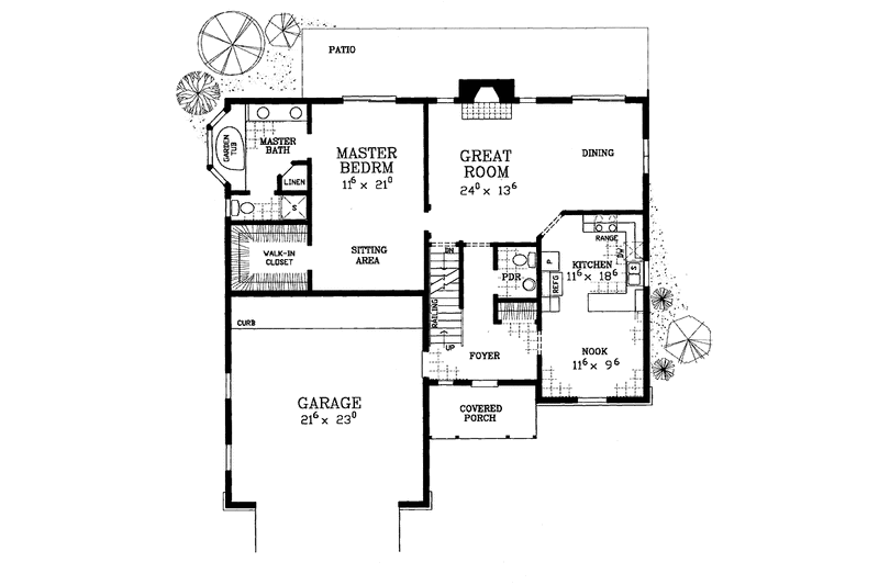 Home Plan - Floor Plan - Main Floor for Country House Plan #72-1121 - 4 bed, 3.5 bath