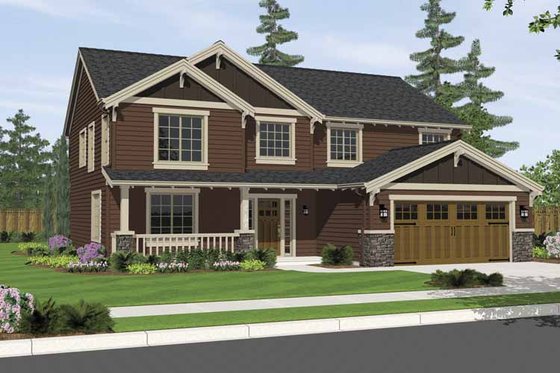 Exterior - Front Elevation 3 for Craftsman House Plan #943-2 - 4 bed, 2.5 bath