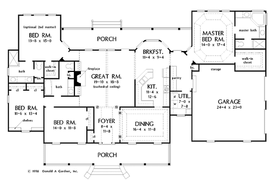 Floor Plan - Main Floor for Ranch House Plan #929-406 - 4 bed, 3 bath