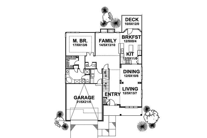 Home Plan - Floor Plan - Main Floor for Country House Plan #320-835 - 4 bed, 2.5 bath
