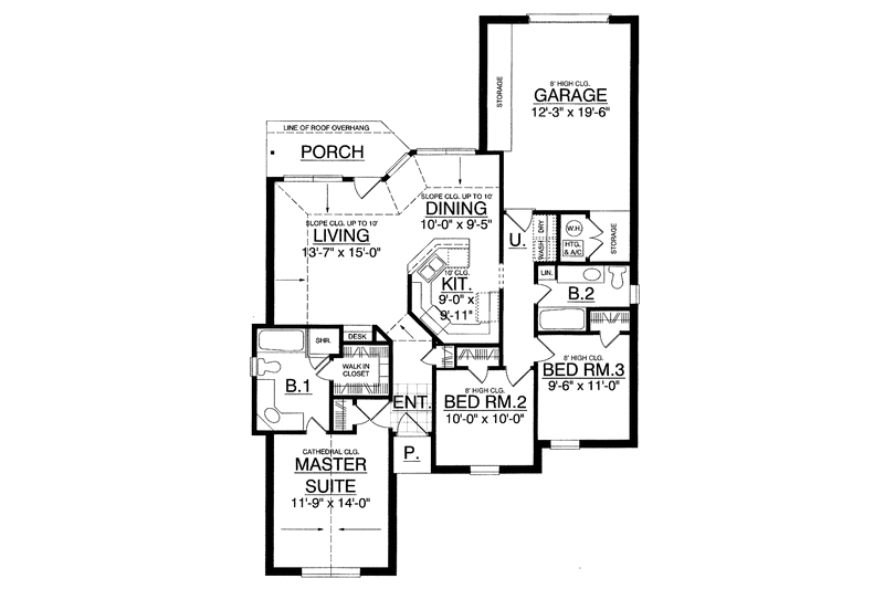 Home Plan - Floor Plan - Main Floor for Traditional House Plan #40-466 - 3 bed, 2 bath