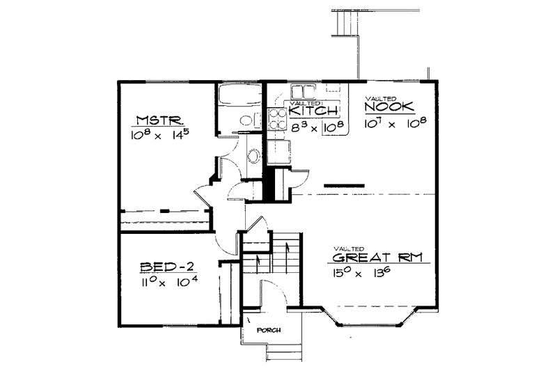 House Blueprint - Floor Plan - Main Floor for Contemporary House Plan #308-283 - 2 bed, 1 bath
