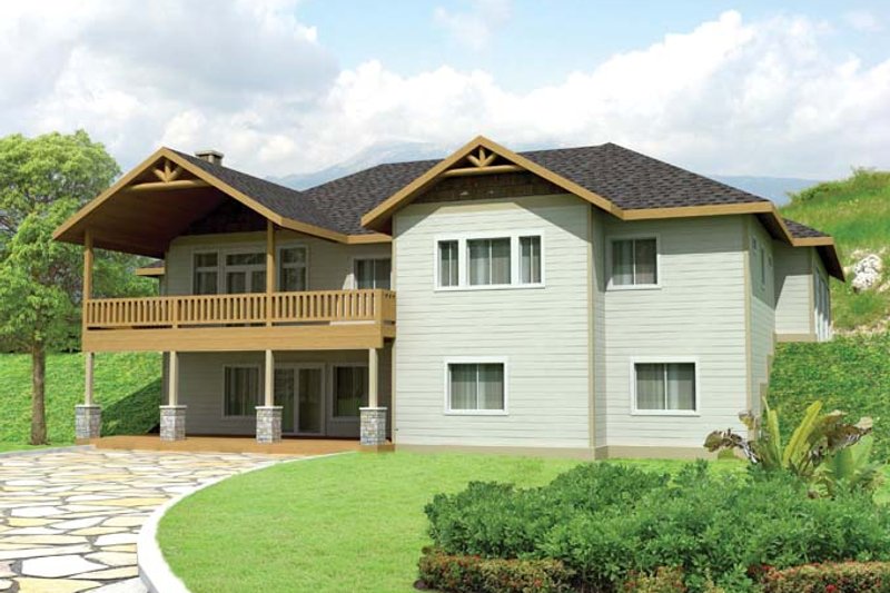 House Blueprint - Craftsman Exterior - Rear Elevation Plan #117-858