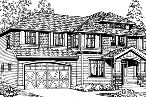 Exterior - Front Elevation 3 for Prairie House Plan #132-380 - 4 bed, 2.5 bath