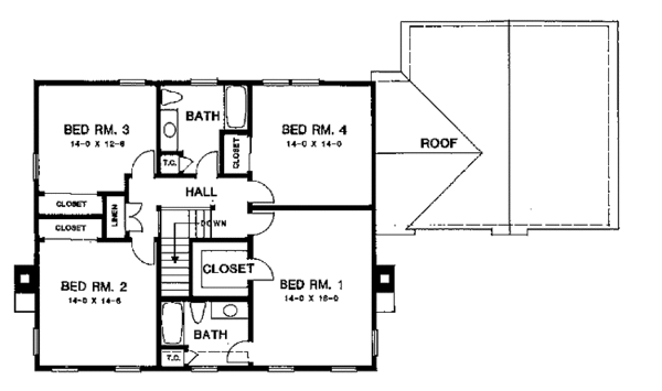 House Plan Design - Colonial Floor Plan - Upper Floor Plan #1001-156