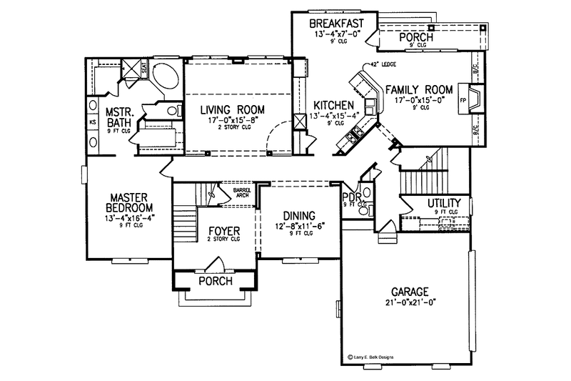 Architectural House Design - Floor Plan - Main Floor for Colonial House Plan #952-241 - 4 bed, 3.5 bath