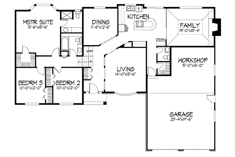 Home Plan - Floor Plan - Main Floor for Tudor House Plan #51-810 - 3 bed, 3.5 bath