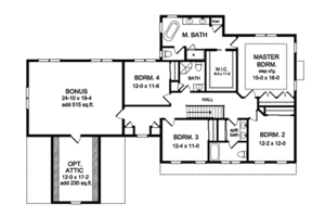 Floor Plan - Upper Floor for Colonial House Plan #1010-204 - 4 bed, 4 bath