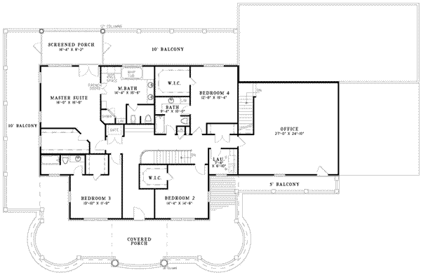Architectural House Design - Victorian Floor Plan - Upper Floor Plan #17-2099