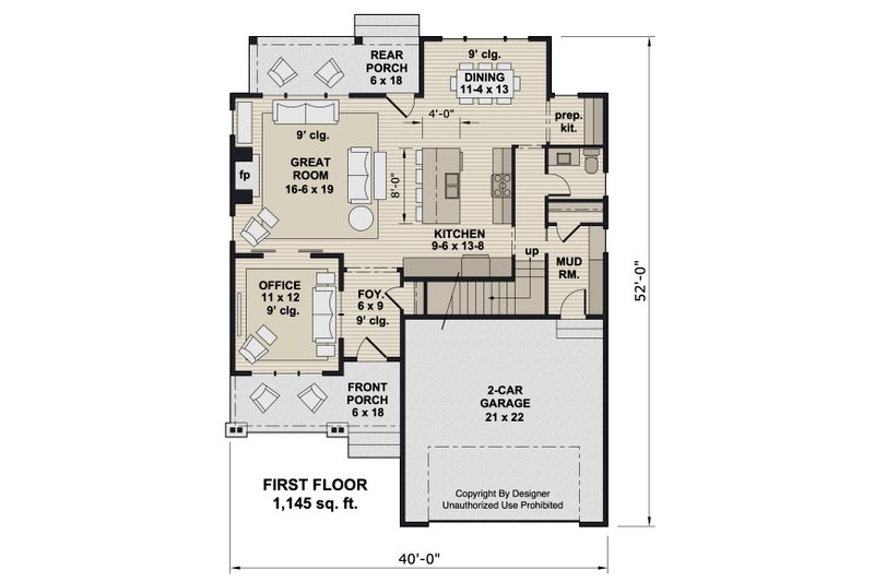 House Blueprint - Floor Plan - Main Floor for Bungalow House Plan #51-1375 - 4 bed, 3.5 bath