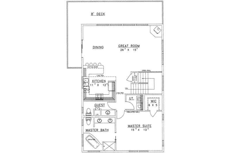 Home Plan - Floor Plan - Main Floor for Modern House Plan #117-469 - 3 bed, 2.5 bath