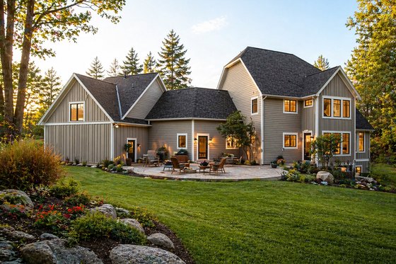 Exterior - Rear Elevation for European House Plan #928-102 - 3 bed, 2.5 bath