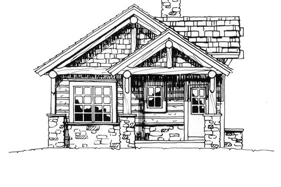 Exterior - Front Elevation 3 for Cabin House Plan #942-14 - 2 bed, 2 bath