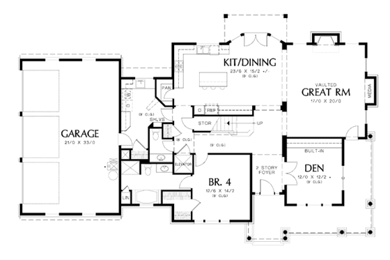 Floor Plan - Main Floor for Craftsman House Plan #48-813 - 4 bed, 3.5 bath