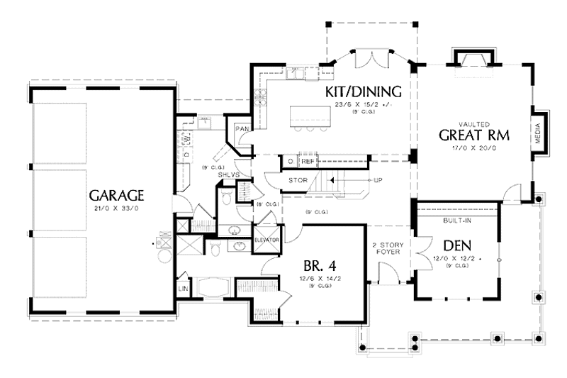 Architectural House Design - Floor Plan - Main Floor for Craftsman House Plan #48-813 - 4 bed, 3.5 bath