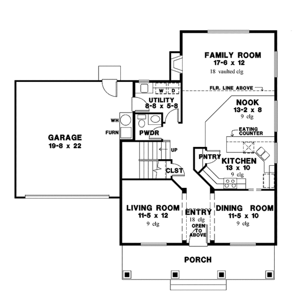 Architectural House Design - Country Floor Plan - Main Floor Plan #966-37