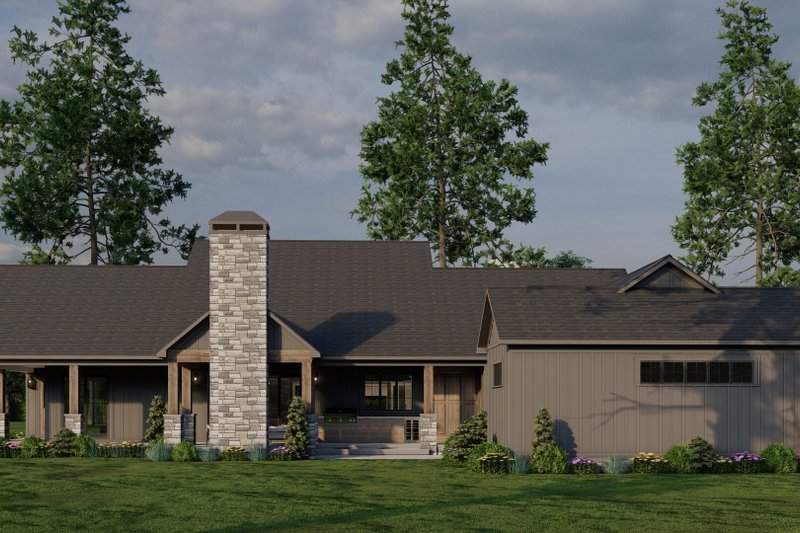 Dream House Plan - Exterior - Rear Elevation 1 for Barndominium House Plan #923-366 - 3 bed, 3.5 bath