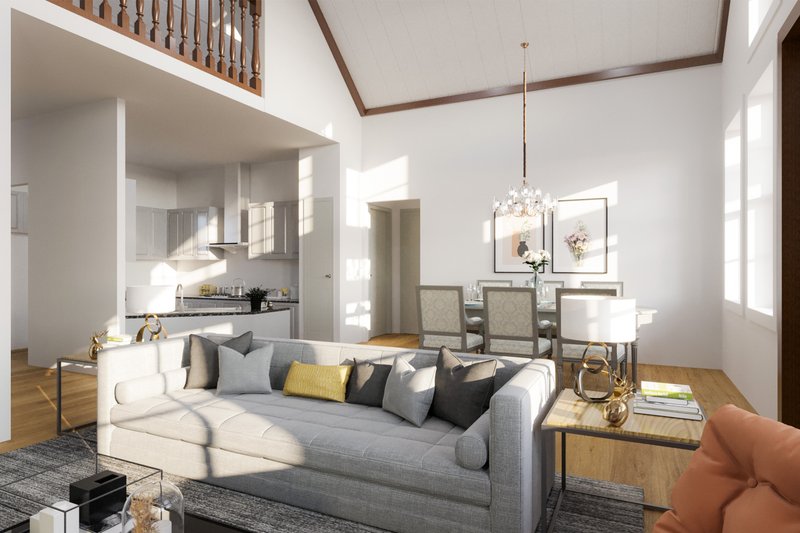 Architectural House Design - Interior - Family Room 1 for Craftsman House Plan #54-557 - 3 bed, 2 bath
