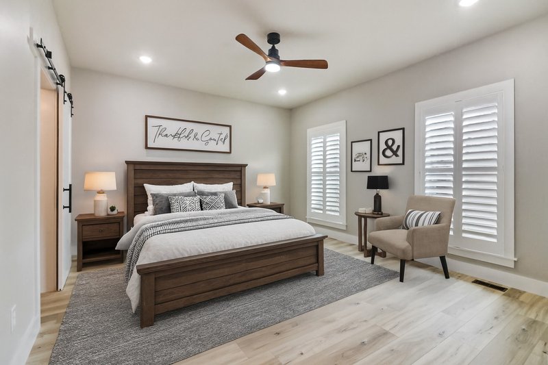 Home Plan - Interior - Master Bedroom for Barndominium House Plan #44-299 - 3 bed, 2 bath