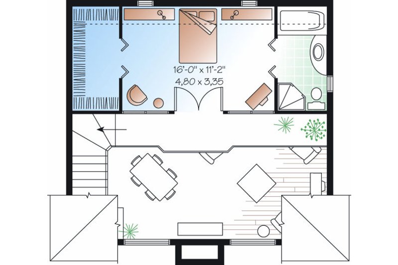 Architectural House Design - Floor Plan - Upper Floor for Contemporary House Plan #23-755 - 1 bed, 1.5 bath