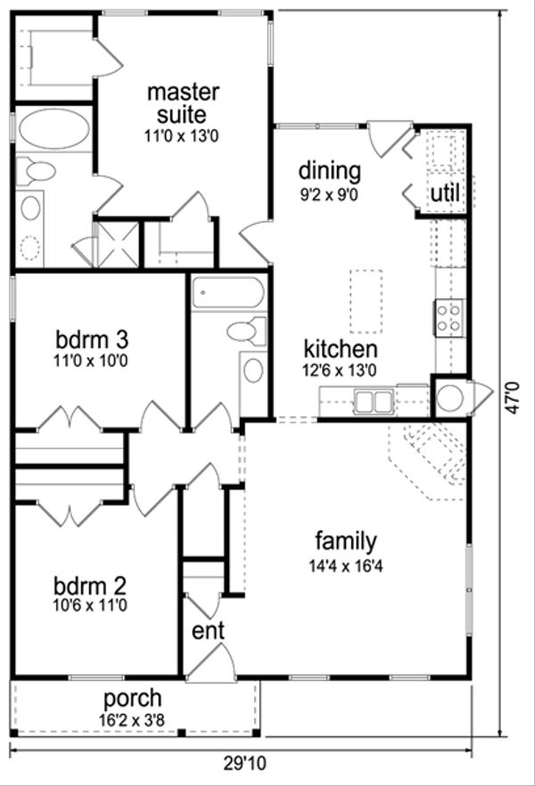 Cottage Floor Plan - Main Floor Plan #84-539