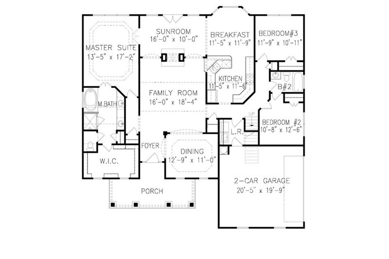 House Blueprint - Floor Plan - Main Floor for Traditional House Plan #54-397 - 3 bed, 2 bath