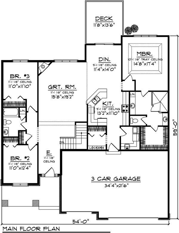 Architectural House Design - Ranch Floor Plan - Main Floor Plan #70-1031